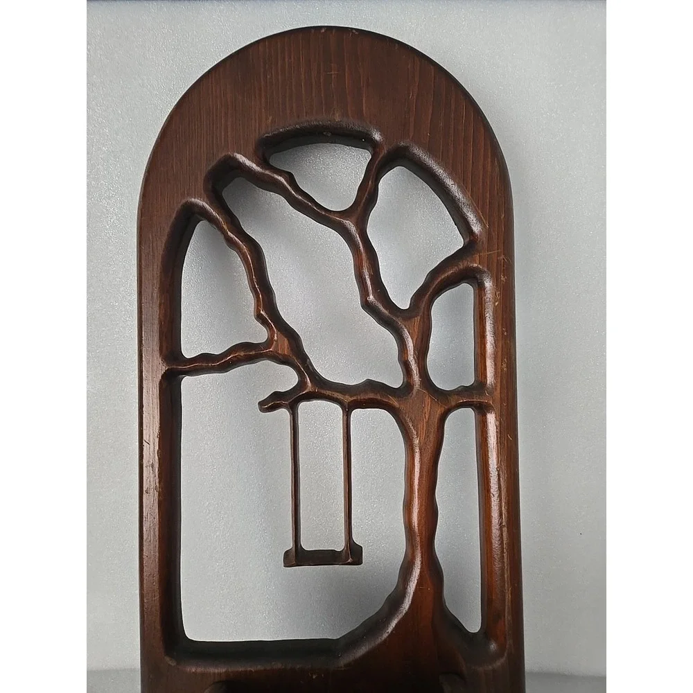 Vtg 70's Handmade Wood Wall Organizer Wall Tree Decor‎ Boho Abstract Beach